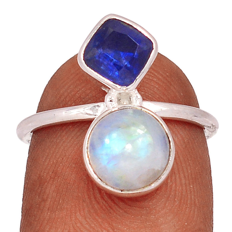 Blue Fire Moonstone & Kyanite Faceted Ring - BFMR4426