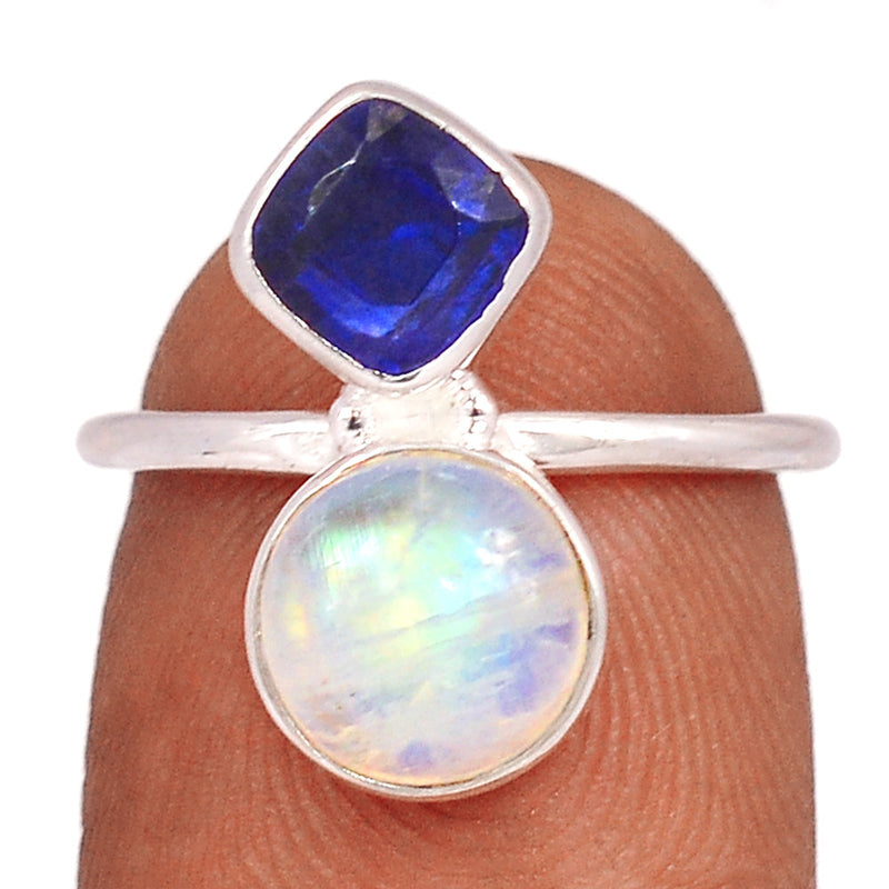 Blue Fire Moonstone & Kyanite Faceted Ring - BFMR4427