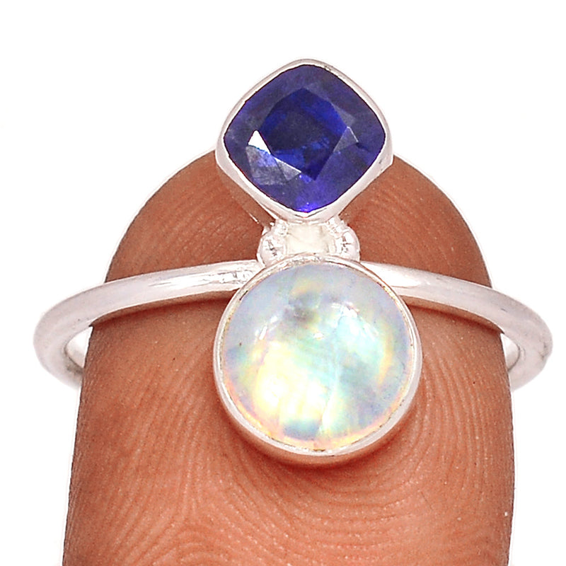 Blue Fire Moonstone & Kyanite Faceted Ring - BFMR4430