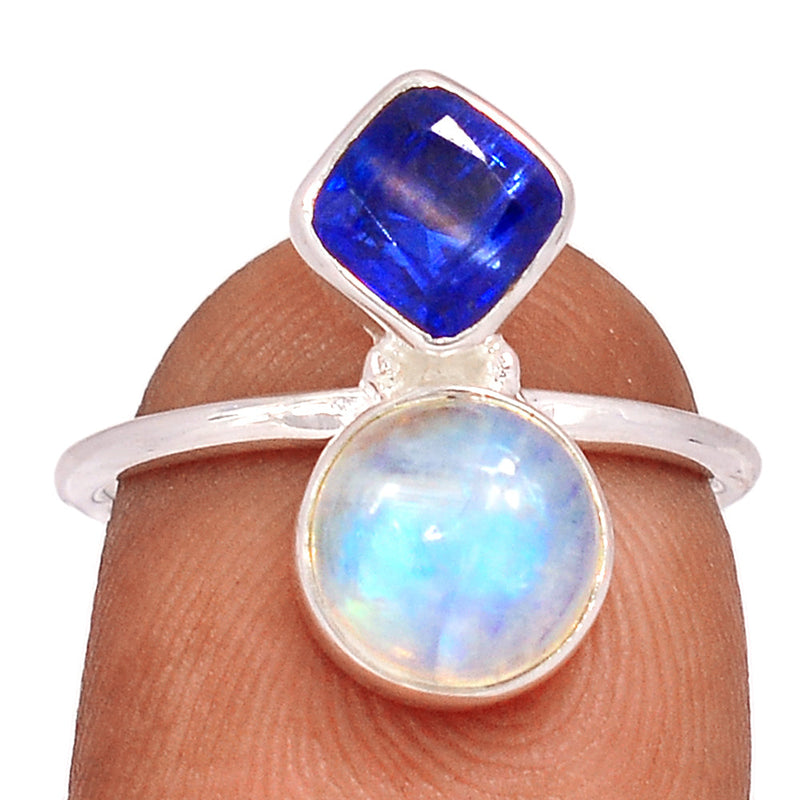 Blue Fire Moonstone & Kyanite Faceted Ring - BFMR4435