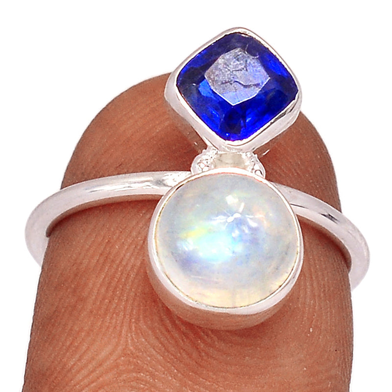 Blue Fire Moonstone & Kyanite Faceted Ring - BFMR4441