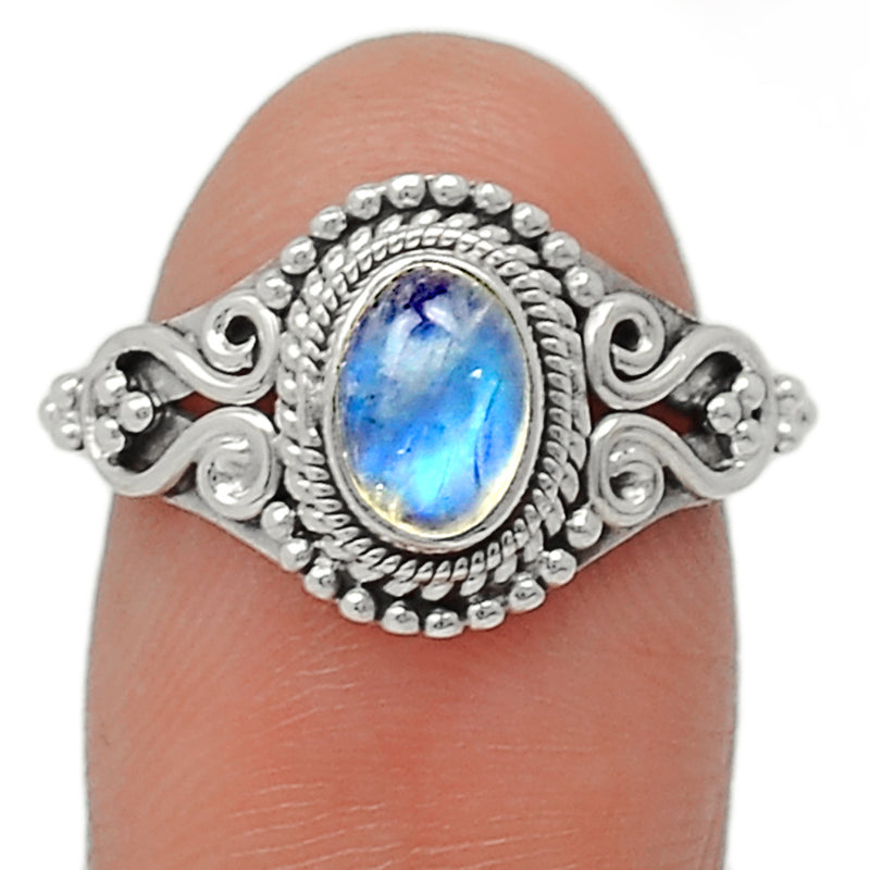 Small Filigree - Blue Fire Moonstone Ring - BFMR801