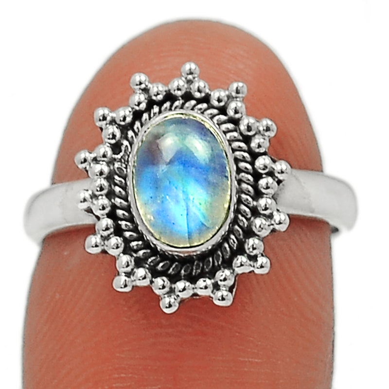 Small Filigree - Blue Fire Moonstone Ring - BFMR831