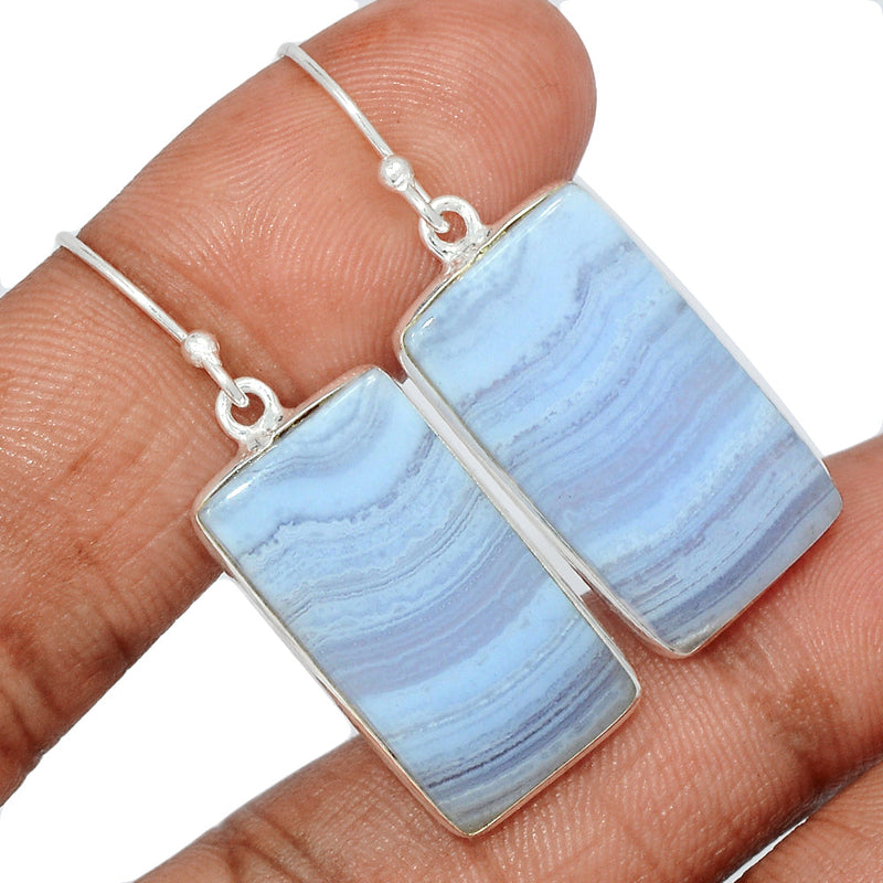 1.6" Blue Lace Agate Earrings - BLAE935