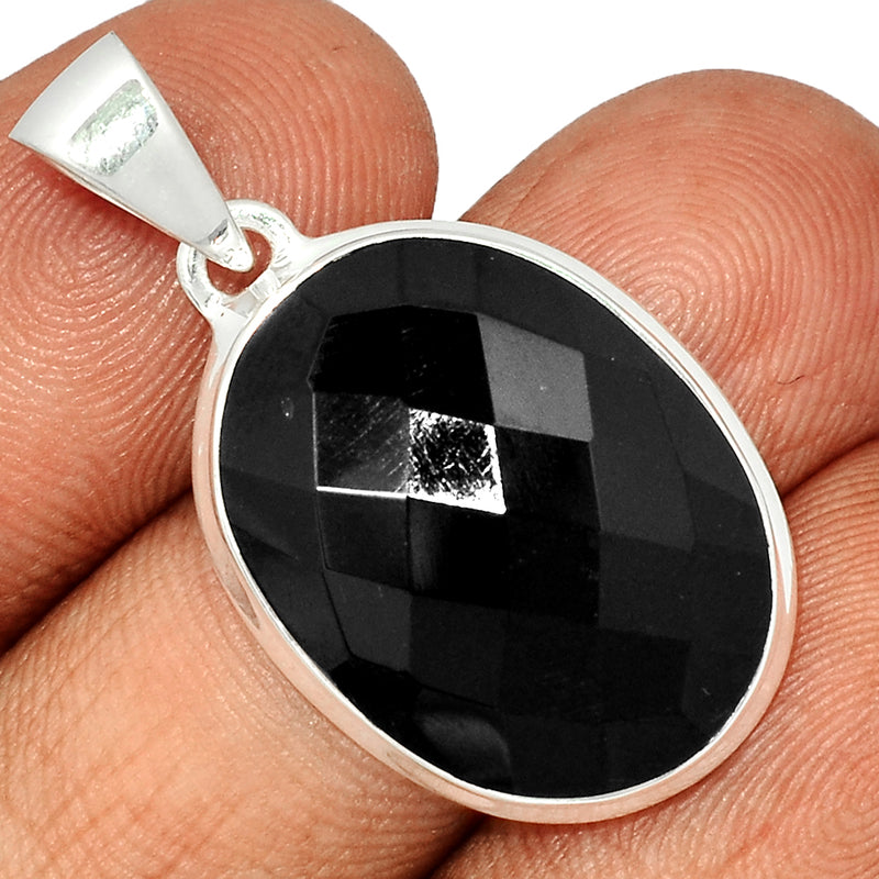 1.3" Black Onyx Faceted Pendants - BOFP1136