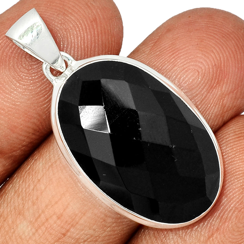 1.5" Black Onyx Faceted Pendants - BOFP1152