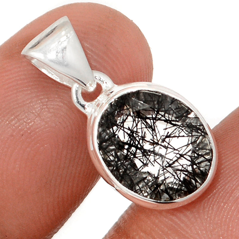 0.8" Black Rutilated Quartz Faceted Pendants - BRFP553