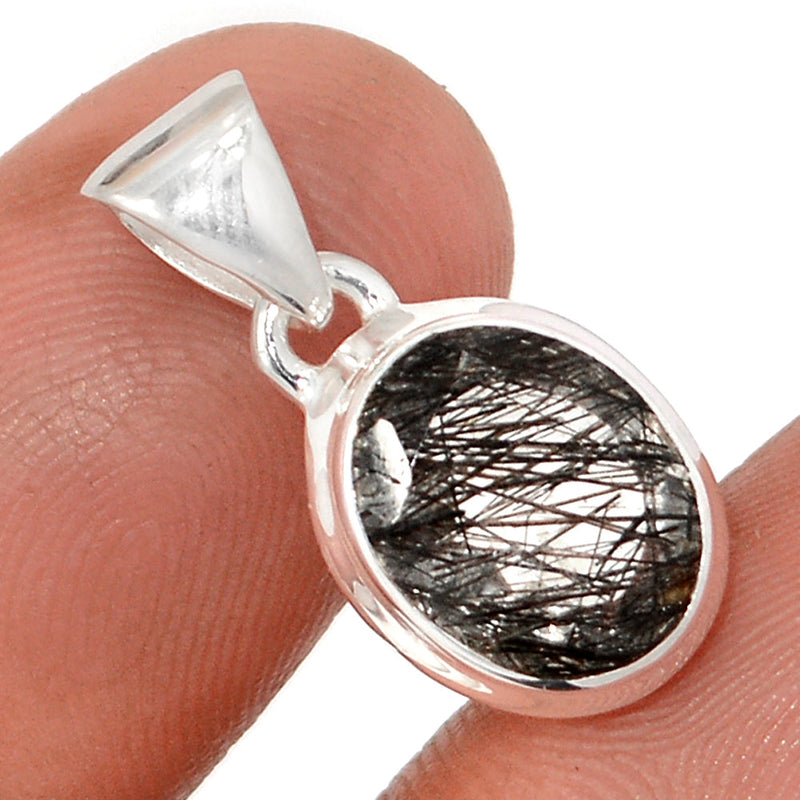 0.8" Black Rutilated Quartz Faceted Pendants - BRFP559