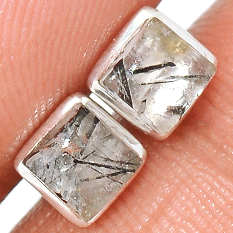 Black Rutilated Quartz Studs - BRUS325