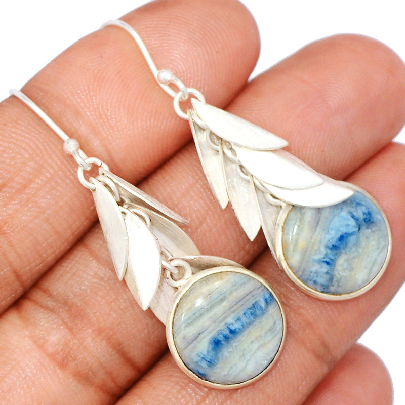 1.3" Leaf - Blue Scheelite Earrings - BSLE403