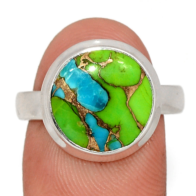 Blue Turquoise In Green Mohave Ring - BTGR156