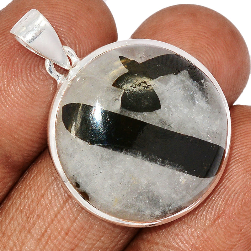 1.5" Black Tourmaline In Quartz Pendants - BTQP85