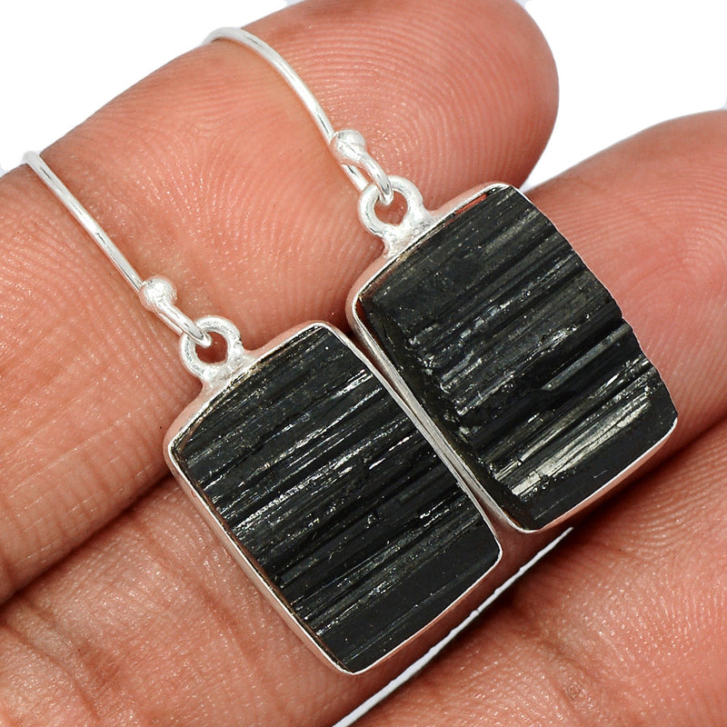 1.3" Black Tourmaline Rough Earrings - BTRE464