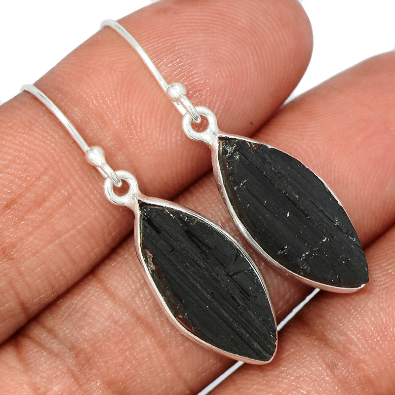 1.5" Black Tourmaline Rough Earrings - BTRE481