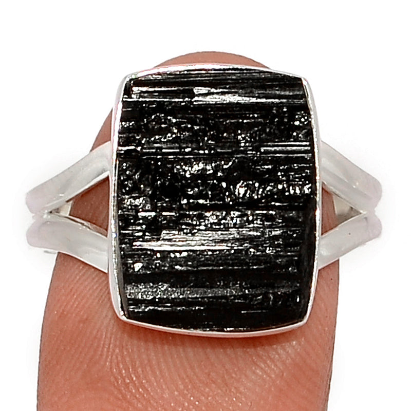 Black Tourmaline Rough Ring - BTRR1462