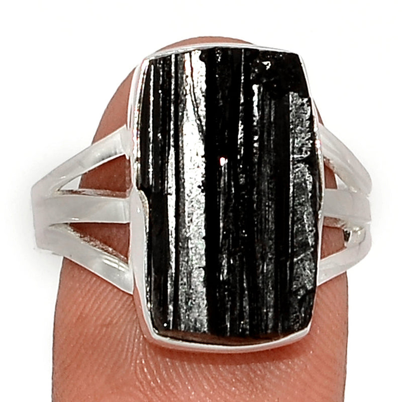 Black Tourmaline Rough Ring - BTRR1466