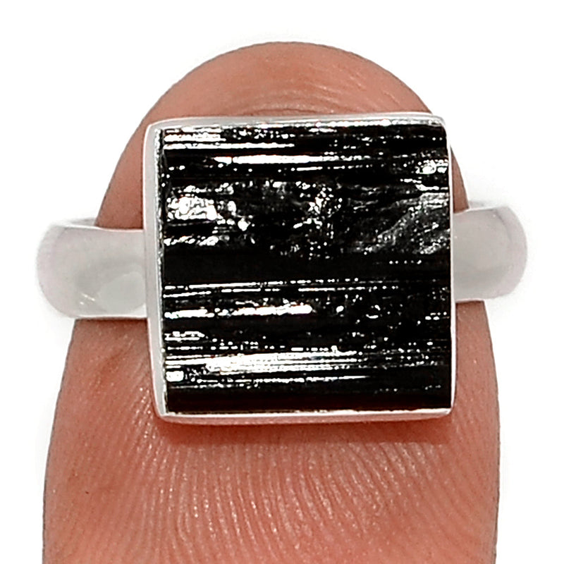 Black Tourmaline Rough Ring - BTRR1468