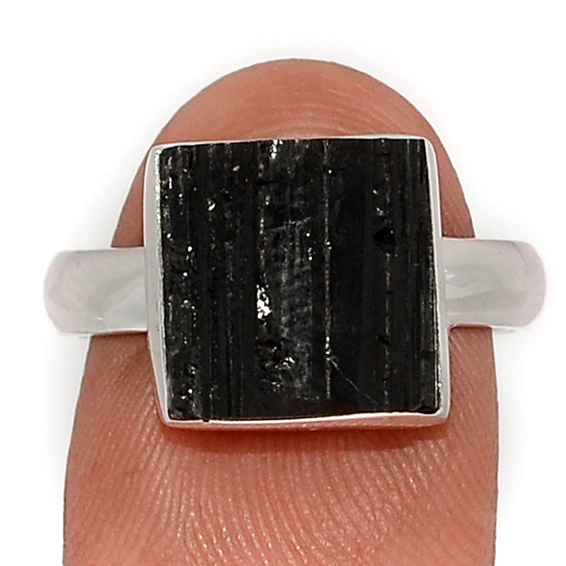 Black Tourmaline Rough Ring - BTRR1481