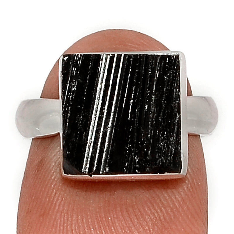 Black Tourmaline Rough Ring - BTRR1488