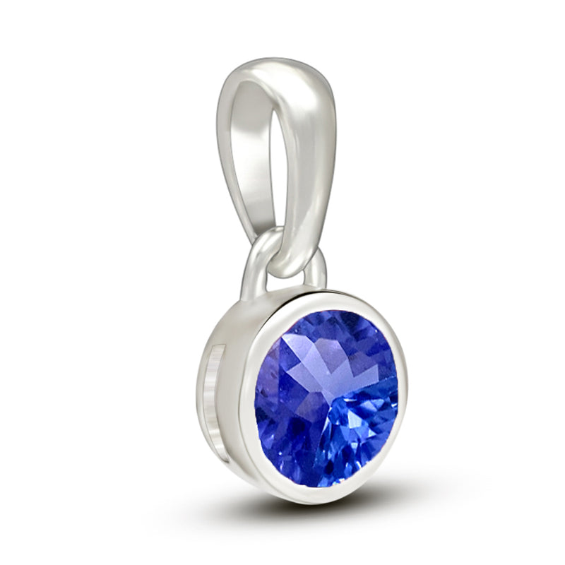 5*5 MM Round - Tanzanite Faceted Pendants - CB-P708TZF