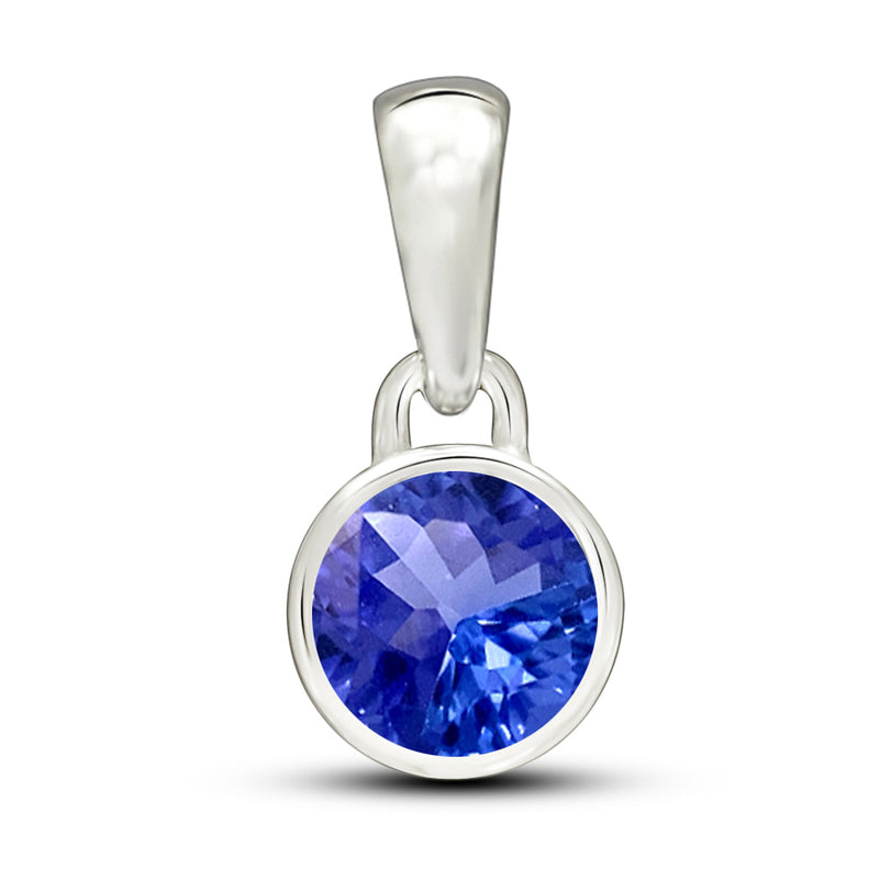 5*5 MM Round - Tanzanite Faceted Pendants - CB-P708TZF