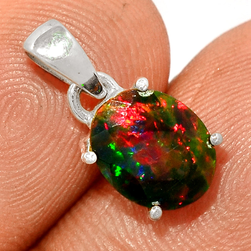 0.7" Claw - Chalama Black Opal Faceted Pendants - CBFP63