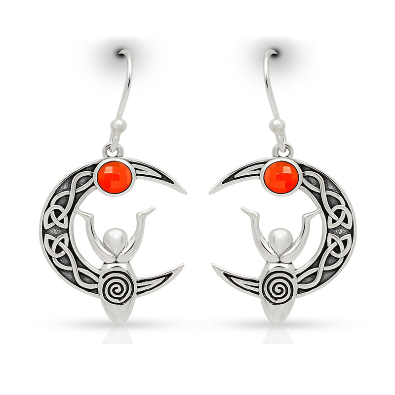 4*4 MM Round - Celtic Goddess Moon - Carnelian Faceted Earrings - CCE503-CRF