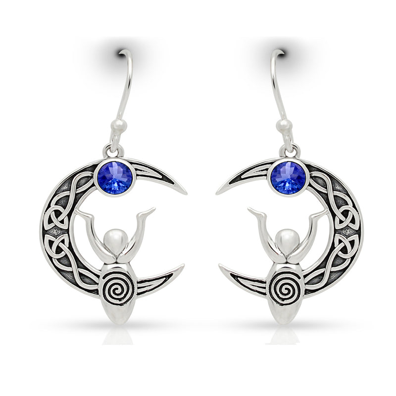 4*4 MM Round - Celtic Goddess Moon -Tanzanite Faceted Earrings - CCE503-TZF