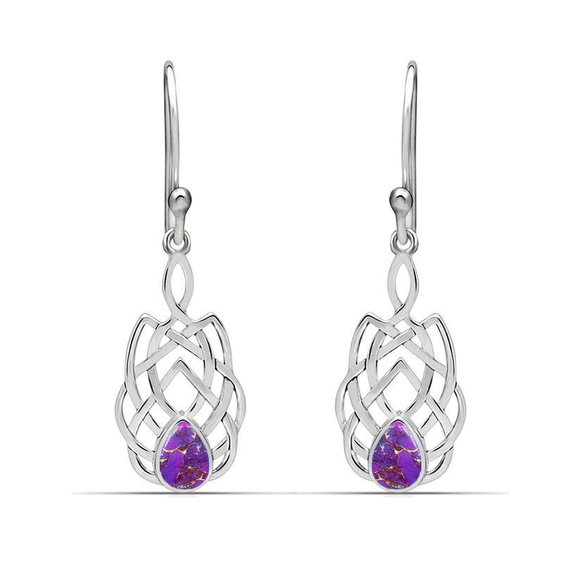 1.6" Celtic - Purple Copper Turquoise Earrings - CCE509-PCT Catalogue