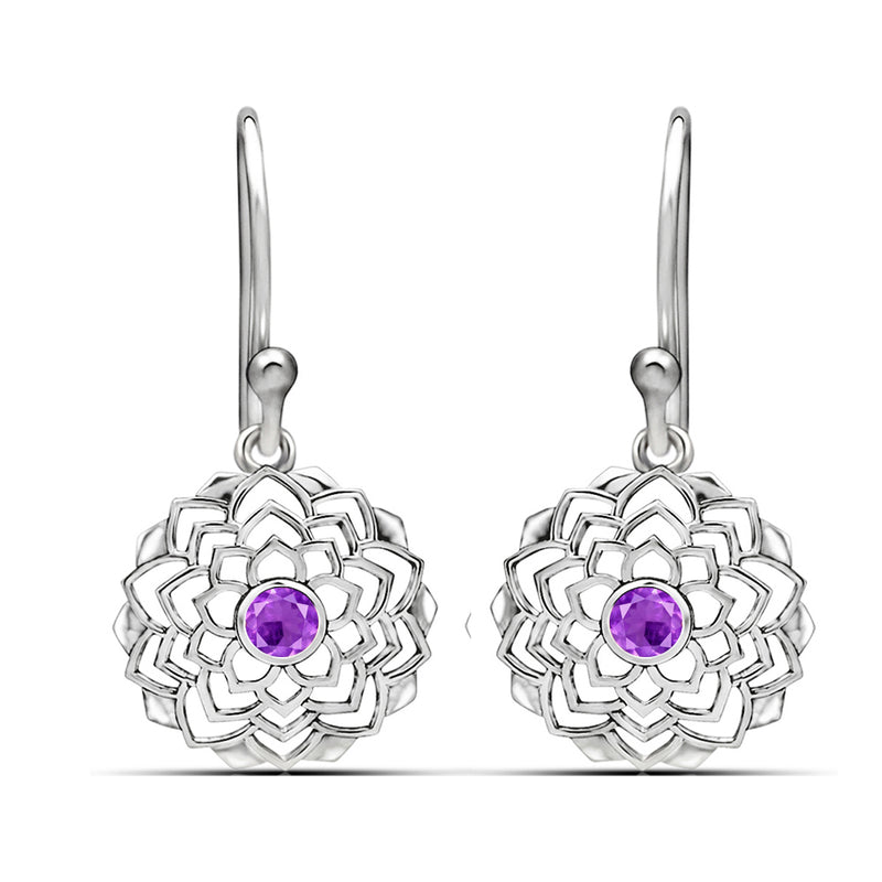 4*4 MM Round - Amethyst Faceted Earrings - CCE511-A