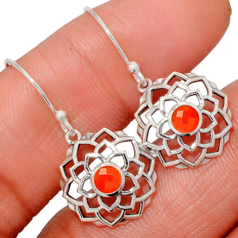 4*4 MM Round - Carnelian Faceted Earrings - CCE511-CRF