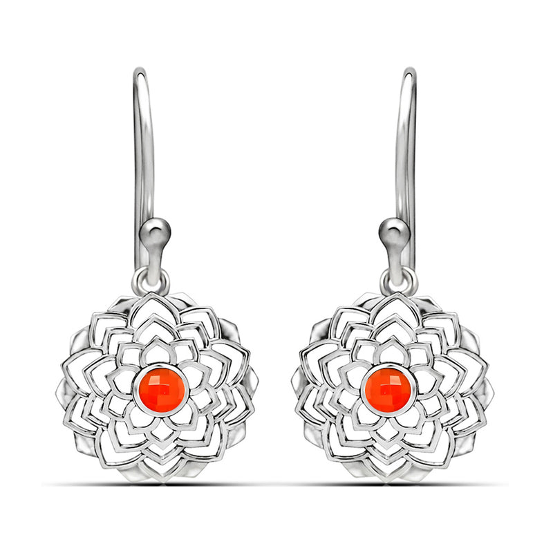 4*4 MM Round - Carnelian Faceted Earrings - CCE511-CRF