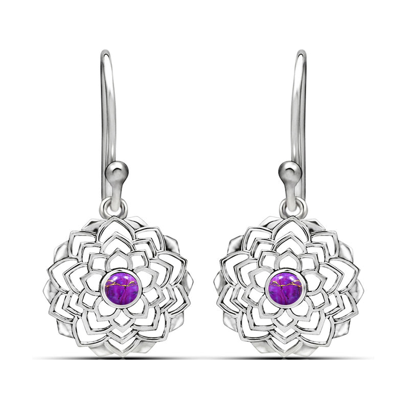 4*4 MM Round - Purple Copper Turquoise Earrings - CCE511-PCT