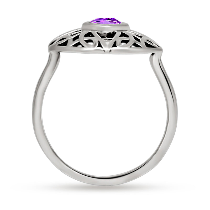 4*4 MM Cushion - Celtic Design - Amethyst Faceted Ring - CCR516-AMF Catalogue