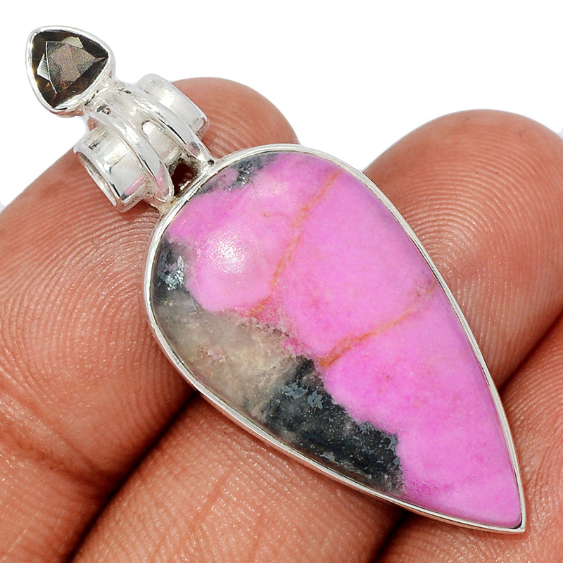 1.7" Cobalt Cabochon & Smokey Quartz Pendants - CLCP32