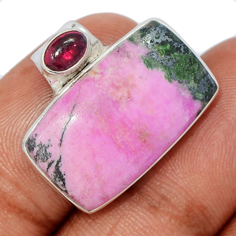 0.7" Cobalt Cabochon & Garnet Pendants - CLCP38