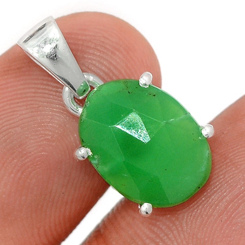 0.8" Claw - Chrysoprase Faceted Pendants - CPFP184