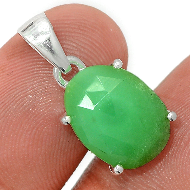 0.8" Claw - Chrysoprase Faceted Pendants - CPFP187