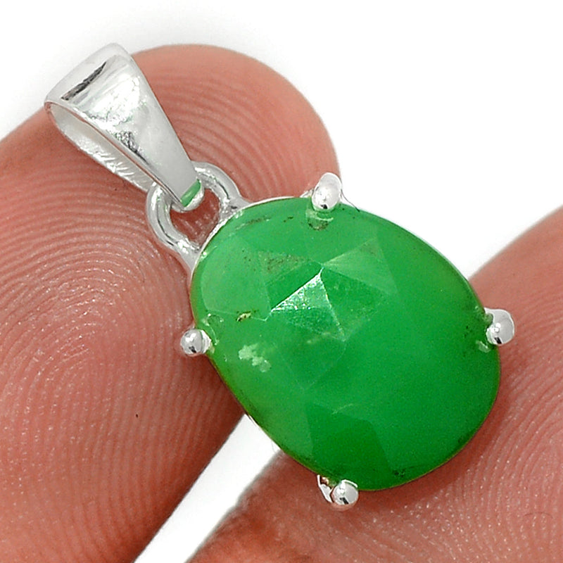 1" Claw - Chrysoprase Faceted Pendants - CPFP188