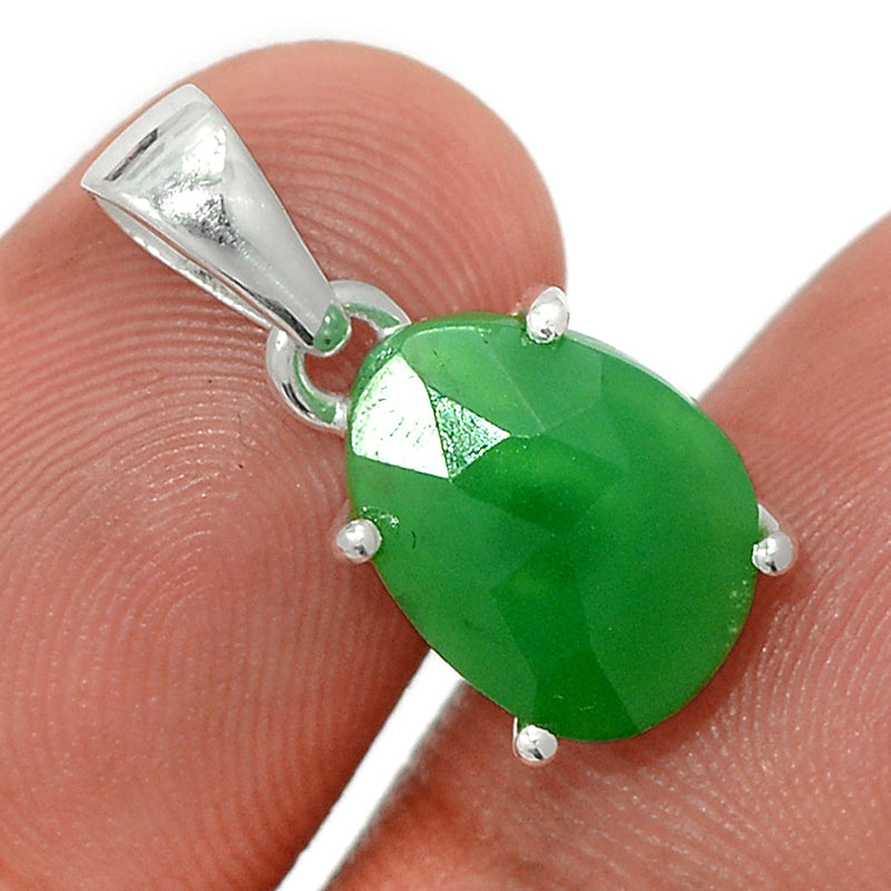 0.8" Claw - Chrysoprase Faceted Pendants - CPFP191