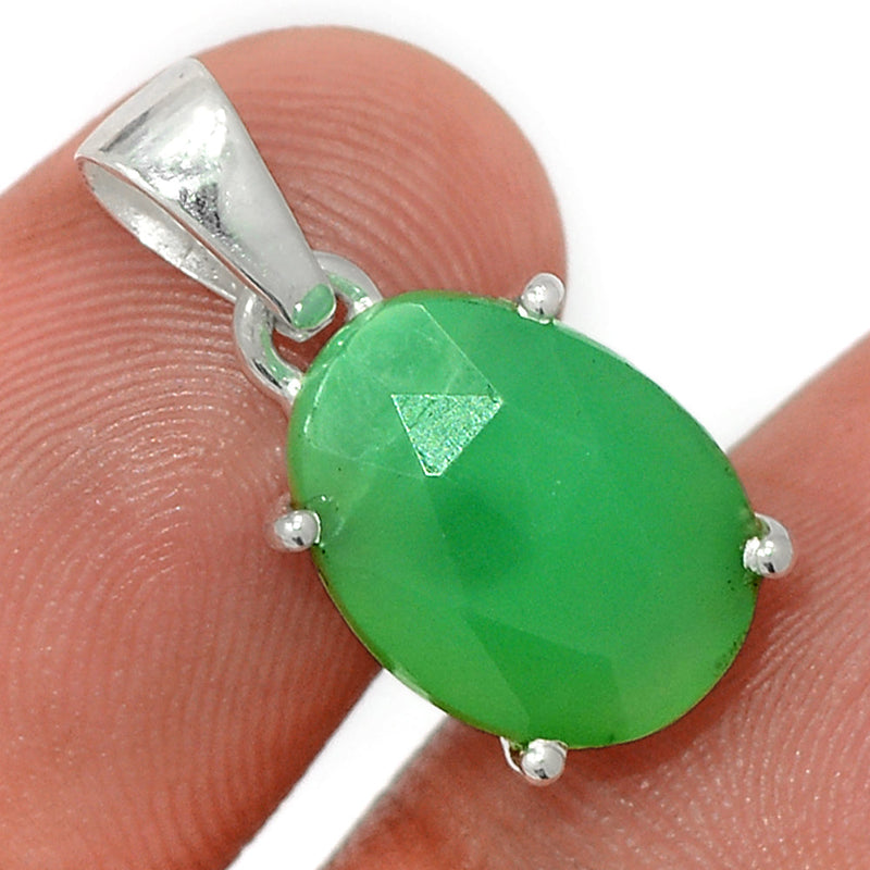 0.8" Claw - Chrysoprase Faceted Pendants - CPFP193