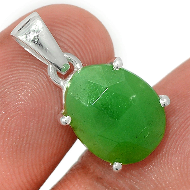 0.8" Claw - Chrysoprase Faceted Pendants - CPFP194