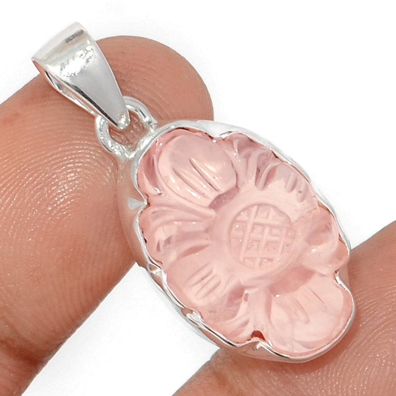 1.3" Carving Rose Quartz Pendants - CRQP104