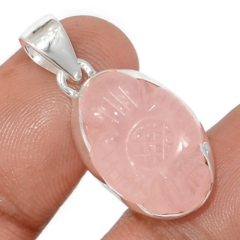 1.2" Carving Rose Quartz Pendants - CRQP108