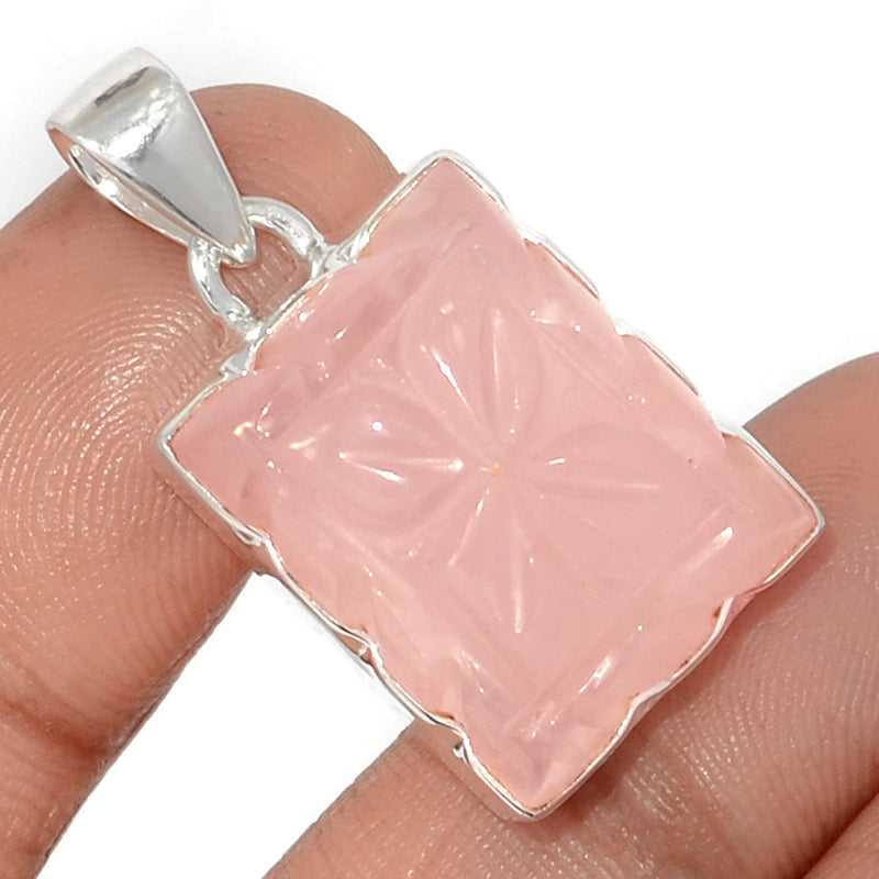 1.3" Carving Rose Quartz Pendants - CRQP109