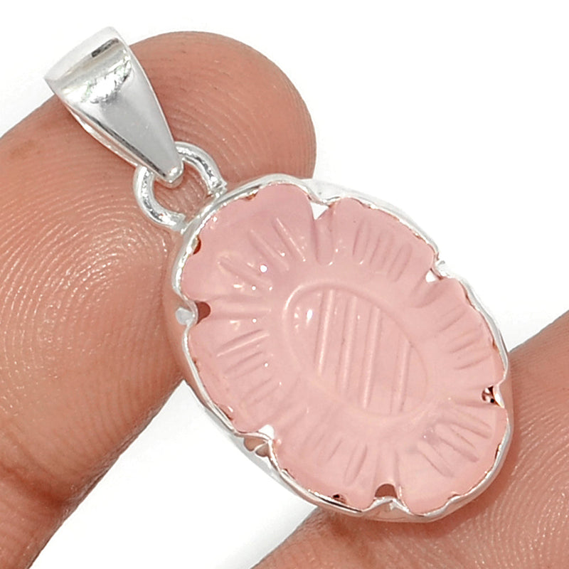 1.3" Carving Rose Quartz Pendants - CRQP111