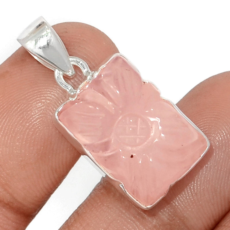 1.1" Carving Rose Quartz Pendants - CRQP112