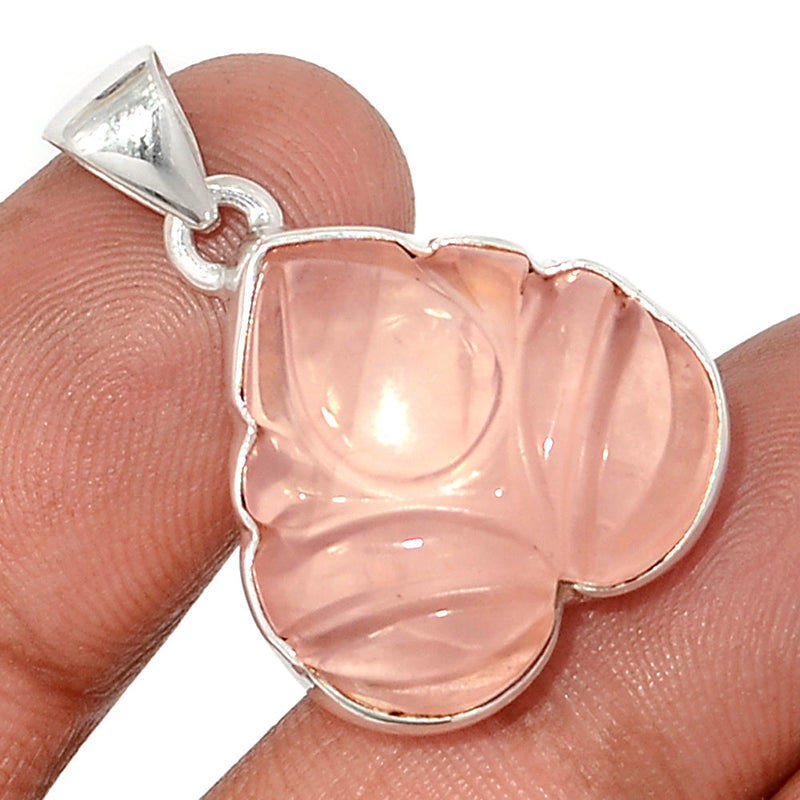 1.2" Heart - Carving Rose Quartz Pendants - CRQP76