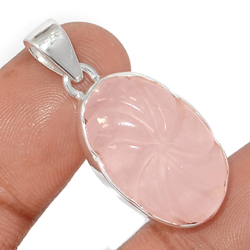 1.3" Carving Rose Quartz Pendants - CRQP96