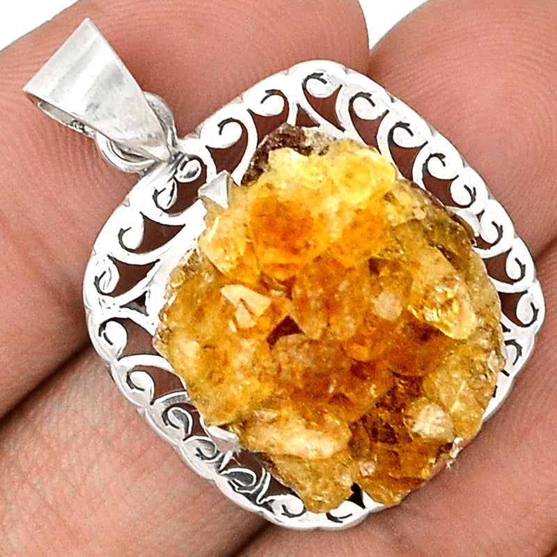 1.5" Citrine Druzy Pendants - CTDP467